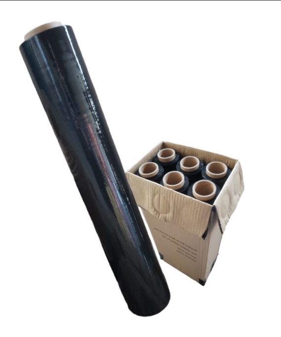 CAJA 6 ROLLOS STRETCH FILM NEGRO 500MM X 20 MIC X 1,4KG NETO/ROLLO