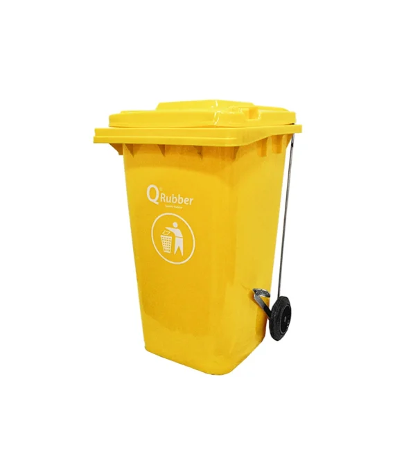 CONTENEDOR DE BASURA 240 LTS CON PEDAL AMARILLO